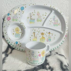 1987 VTG Precious Moments Kid’s Melamine Divided Plate and Matching Cup Set.